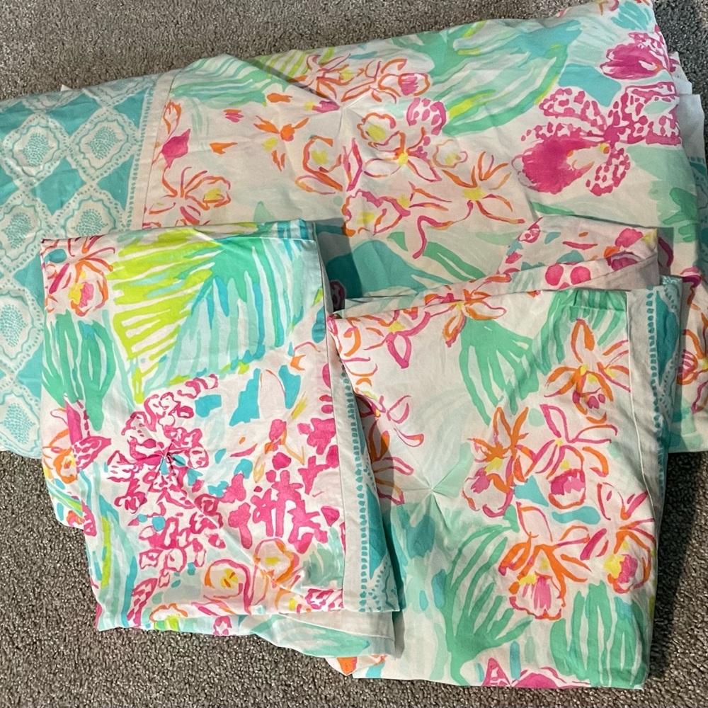 Pottery Barn Teen Lilly Pulitzer Orchid Full Queen Duvet & Standard Pillowcase